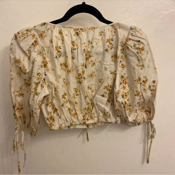 Reformation Marcella Top Yellow Floral Crop Size Extra Small - Picture 5 of 9